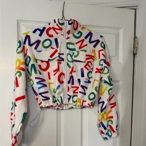 Colorful Alphabet Print Women's Puffer Jacket